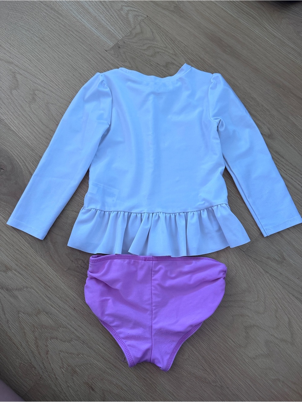 Cat & Jack Toddler Girls White Unicorn Peplum Swim Set with Pink Bottoms - Picture 3 of 4